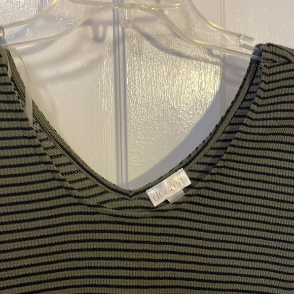 Knit Dress Form Fit S Neck Green Black Stripes Long Sleeve Size Med NWT “decree” - Picture 4 of 10